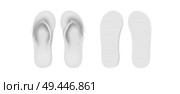 Realistic White Blank Empty Flip Flop Set Closeup Isolated on White Background. Стоковая иллюстрация, агентство Ingram Publishing / Фотобанк Лори