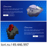 Gemstones diamond and garnet metastable cubic crystal structure diamond lattice. Expensive precious gemstone vector illustration web online posters set. Gemstones Diamond and Garnet Metastable Crystals. Стоковая иллюстрация, агентство Ingram Publishing / Фотобанк Лори