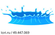 Aqueous stream with splashes of blue crystal aqua. Geyser flow of water from under earth isolated on white. Vector illustration of hot spring in flat design cartoon style, attraction for tourists. Aqueous Stream with Splashes of Blue Crystal Aqua. Стоковая иллюстрация, агентство Ingram Publishing / Фотобанк Лори