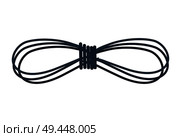 Folded rope minimalistic card vector illustration of arcuated ware that looking like infinity symbol, circular lines on the middle isolated on white. Folded Rope Minimalistic Card Vector Illustration. Стоковая иллюстрация, агентство Ingram Publishing / Фотобанк Лори