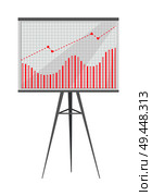 Graphic composed of bars and curve on big screen installed on tripod. Numeric data converted into graphical presentation isolated vector illustration.. Graphic Composed of Bars and Curve on Big Screen. Стоковая иллюстрация, агентство Ingram Publishing / Фотобанк Лори