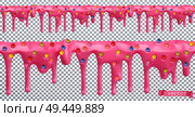Doughnut glaze. Sweet cream. Melt drip. 3d realistic vector seamless pattern. Стоковая иллюстрация, агентство Ingram Publishing / Фотобанк Лори