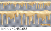 White glaze. Sweet cream. Seamless pattern. 3d realistic vector drips. Стоковая иллюстрация, агентство Ingram Publishing / Фотобанк Лори