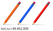 Set of 3d realistic sharpened pencils isolated on white background. Vector illustration. Стоковая иллюстрация, агентство Ingram Publishing / Фотобанк Лори
