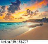 Oropesa de Mar beach La Concha playa sunset in Castellon of Spain. Стоковое фото, агентство Ingram Publishing / Фотобанк Лори