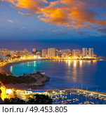 Oropesa de Mar beach La Concha sunset playa in Castellon Spain. Стоковое фото, агентство Ingram Publishing / Фотобанк Лори