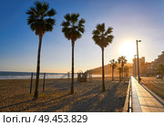 Oropesa de Mar beach La Concha playa sunset in Castellon of Spain. Стоковое фото, агентство Ingram Publishing / Фотобанк Лори