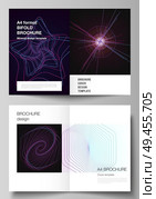 Vector layout of two A4 format cover mockups design templates for bifold brochure, flyer, report. Random chaotic lines that creat real shapes. Chaos pattern, abstract texture. Order vs chaos concept. Vector layout of two A4 format cover mockups design templates for bifold brochure, flyer, report. Random chaotic lines that creat real shapes. Chaos pattern, abstract texture. Order vs chaos concept. Стоковая иллюстрация, агентство Ingram Publishing / Фотобанк Лори