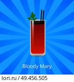 Bloody Mary cocktail containing vodka, tomato juice, and combinations of other spices and flavorings including parsley leaf vector illustration on blue. Bloody Mary Cocktail Containing Vodka Tomato Juice. Стоковая иллюстрация, агентство Ingram Publishing / Фотобанк Лори