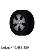 Car tire of solid best quality rubber for winter. Vehicle spare part that provides safe movement. Transport additional detail vector illustration.. Car Tire of Solid Best Quality Rubber for Winter. Стоковая иллюстрация, агентство Ingram Publishing / Фотобанк Лори
