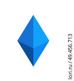 Bright blue figure, colorful card isolated on white background, vector geometric figure of octahedron pattern ideal crystal, light scene. Bright Blue Figure of Octahedron, Colorful Card. Стоковая иллюстрация, агентство Ingram Publishing / Фотобанк Лори