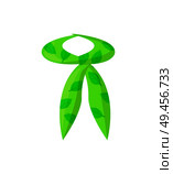 Bright female shawl as stylish summer accessory. Green neckerchief with floral print. Fashionable bandanna with pattern of leaves vector illustration.. Bright Female Shawl as Stylish Summer Accessory. Стоковая иллюстрация, агентство Ingram Publishing / Фотобанк Лори