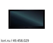 TV set with wide diagonal screen, item to be placed at living room, television for entertainment, vector illustration isolated on white background.. TV Set with Big Screen Closeup Vector Illustration. Стоковая иллюстрация, агентство Ingram Publishing / Фотобанк Лори