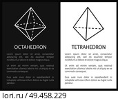 Octahedron and tetrahedron geometric shapes simple figures sketches made from lines or dashes, triangular thin projections vector illustrations set.. Octahedron and Tetrahedron Geometric Shapes Figure. Стоковая иллюстрация, агентство Ingram Publishing / Фотобанк Лори