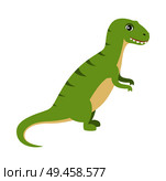 Dinosaur with small hands and strong sharp teeth, t-rex baby long tail, prehistoric creature vector illustration, isolated on white background. Dinosaur with Small Hands Vector Illustration. Стоковая иллюстрация, агентство Ingram Publishing / Фотобанк Лори