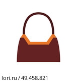 Stylish expensive female brown leather handbag. Modern accessory of high quality. Convenient bag with thin handle isolated flat vector illustration.. Stylish Expensive Female Handbag of Brown Leather. Стоковая иллюстрация, агентство Ingram Publishing / Фотобанк Лори