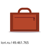 Capacious bag with handle and zipper to travel. Full baggage ready for departure. Brown container, heavy luggage isolated cartoon flat vector illustration.. Capacious Bag with Handle and Zipper to Travel. Стоковая иллюстрация, агентство Ingram Publishing / Фотобанк Лори