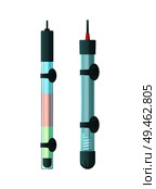 Pair of special aquarium thermometers color card, vector illustration with temperature measurement tools with sucker cups isolated on white background. Pair of Special Aquarium Thermometers Color Card. Стоковая иллюстрация, агентство Ingram Publishing / Фотобанк Лори