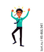Businessman feeling anger rising in him, shouting man wearing formal suit with tie, irritated males glasses falling from nose, vector illustration. Businessman Feeling Anger Vector Illustration. Стоковая иллюстрация, агентство Ingram Publishing / Фотобанк Лори