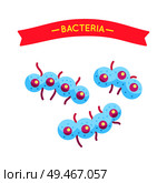 Bacteria through microscope vector poster. Creature microbe or dangerous virus isolated applique for healthcare children book or educational lesson.. Bacteria Microbe or Virus Under Microscope Poster. Стоковая иллюстрация, агентство Ingram Publishing / Фотобанк Лори