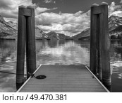 Lake with mountain range in the background, Waterton Lake, Waterton-Glacier International Peace Park, Waterton Lakes National Park, Alberta, Canada. Стоковое фото, агентство Ingram Publishing / Фотобанк Лори