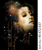 Math of Fate. Her Symbols series. Abstract portrait painting of young woman on subject of inner Self, astrology, the occult, witchcraft, magic and its symbols. Стоковое фото, агентство Ingram Publishing / Фотобанк Лори