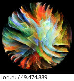Living Fractal Geometry series. Background design of volumetric 3D fractal particle isolated on black on the subject of imagination, creativity art and design. Стоковое фото, агентство Ingram Publishing / Фотобанк Лори