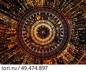 Circle of Meaning series. Abstract design made of sacred symbols, arrows and fractal elements on the subject of spirituality, astrology, divination and magic. Стоковое фото, агентство Ingram Publishing / Фотобанк Лори