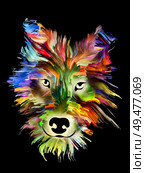 Pet portrait in bright colors on black background on subject of love, friendship, faithfulness, companionship between dog and man. God bless animals series. Стоковое фото, агентство Ingram Publishing / Фотобанк Лори
