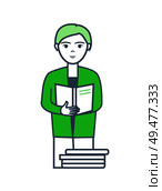 Male seriously reading document page isolated vector. Documentation and analyzing of information, pages and data. Results of researches statistics. Male Seriously Reading Document Isolated Vector. Стоковая иллюстрация, агентство Ingram Publishing / Фотобанк Лори