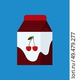 Yogurt in cartoon style icon isolated carton package. Dairy fermented milk beverage of cherry flavor in cardboard square pack, healthy food theme. Yoghurt in Carton Package Isolated Cartoon Icon. Стоковая иллюстрация, агентство Ingram Publishing / Фотобанк Лори