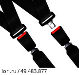 Set of realistic transportation seat belts with textured black strap on white background vector illustration. Стоковая иллюстрация, агентство Ingram Publishing / Фотобанк Лори