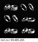 White gold platina noble metals wedding rings 6 realistic isolated sets jewelry against black background vector illustration. Стоковая иллюстрация, агентство Ingram Publishing / Фотобанк Лори