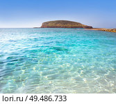 Ibiza Cala Comte Conta beach in Sant Josep of Balearic Islands. Стоковое фото, агентство Ingram Publishing / Фотобанк Лори