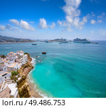 Ibiza Eivissa skyline from Dalt Vila in Balearic Islands. Стоковое фото, агентство Ingram Publishing / Фотобанк Лори