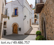 Ibiza Eivissa downtown Dalt Vila facades in Balearic Islands. Стоковое фото, агентство Ingram Publishing / Фотобанк Лори