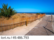 Ibiza Playa d En Bossa beach in Sant Josep of Balearic Islands. Стоковое фото, агентство Ingram Publishing / Фотобанк Лори