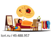 Childhood fears composition with bad dreams and monsters symbols vector illustration. Стоковая иллюстрация, агентство Ingram Publishing / Фотобанк Лори