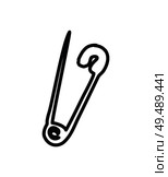 Opened english safety pin as punk movement symbol vector illustration isolated on white flat sign depiction in hand drawn or sketch linear style.. Opened Pin as Punk Symbol Sketch illustration. Стоковая иллюстрация, агентство Ingram Publishing / Фотобанк Лори