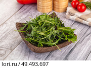 Fresh green ruccola salad leaves. Стоковое фото, фотограф Андрей Старостин / Фотобанк Лори