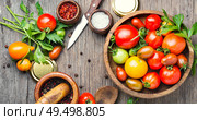 Harvest of tomatoes.Canning tomatoes.Pickling of ripe tomatoes. Pickling or canning tomatoes. Стоковое фото, агентство Ingram Publishing / Фотобанк Лори