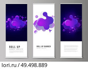 The vector illustration of the editable layout of roll up banner stands, vertical flyers, flags design business templates. Black background with fluid gradient, liquid blue colored geometric element. The vector illustration of the editable layout of roll up banner stands, vertical flyers, flags design business templates. Black background with fluid gradient, liquid blue colored geometric element. Стоковая иллюстрация, агентство Ingram Publishing / Фотобанк Лори