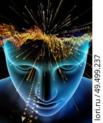 Combination of numerical streams and digital lines emanating from human mind. Virtual Thinking series. Стоковое фото, агентство Ingram Publishing / Фотобанк Лори