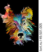 Pet portrait in bright colors on black background on subject of love, friendship, faithfulness, companionship between dog and man. God bless animals series. Стоковое фото, агентство Ingram Publishing / Фотобанк Лори