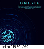 Identification poster with text sample vector. Fingerprint and digital scanning system of prints recognition. Authentication method scan fingermark. Identification Poster with Text Sample Vector. Стоковая иллюстрация, агентство Ingram Publishing / Фотобанк Лори