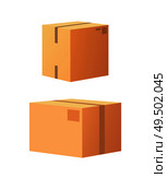 Carton package box with adhesive tape isolated icons vector 3D side view. Containers made of cardboard for product and items transportation, safe storage. Carton Package with Adhesive Tape Icon Vector. Стоковая иллюстрация, агентство Ingram Publishing / Фотобанк Лори