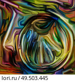 Unity of Fragmented World series. Composition of stained glass pattern of color fragments on the subject of imagination, creativity art and design. Стоковое фото, агентство Ingram Publishing / Фотобанк Лори
