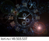 Time Relativity. Faces of Time series. Design composed of clock dials and abstract elements as a metaphor for science, education and modern technologies. Стоковое фото, агентство Ingram Publishing / Фотобанк Лори