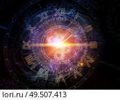 Time Relativity. Faces of Time series. Composition of  clock dials and abstract elements for projects on science, education and modern technologies. Стоковое фото, агентство Ingram Publishing / Фотобанк Лори