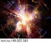 Burst of Technology. Bright math-generated abstract radial elements to illustrate concept of rapid expansion on the subject of science, education and technology. Стоковое фото, агентство Ingram Publishing / Фотобанк Лори